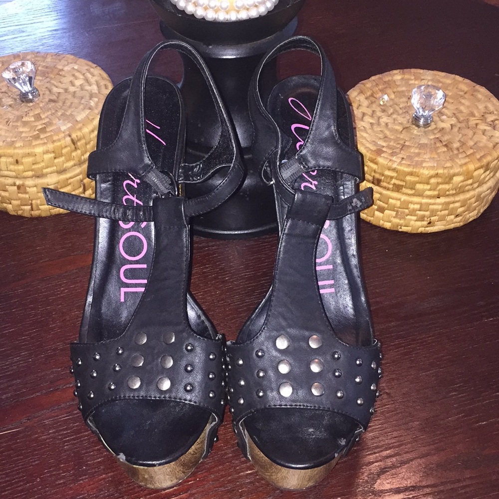 Black Studded Platform Sandal